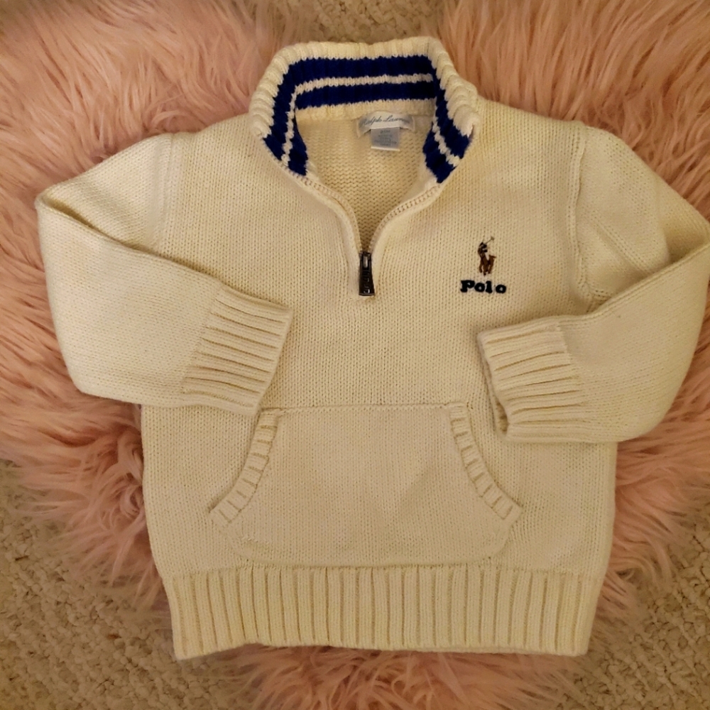 Ralph Lauren Ivory Knit with Navy Stripes
